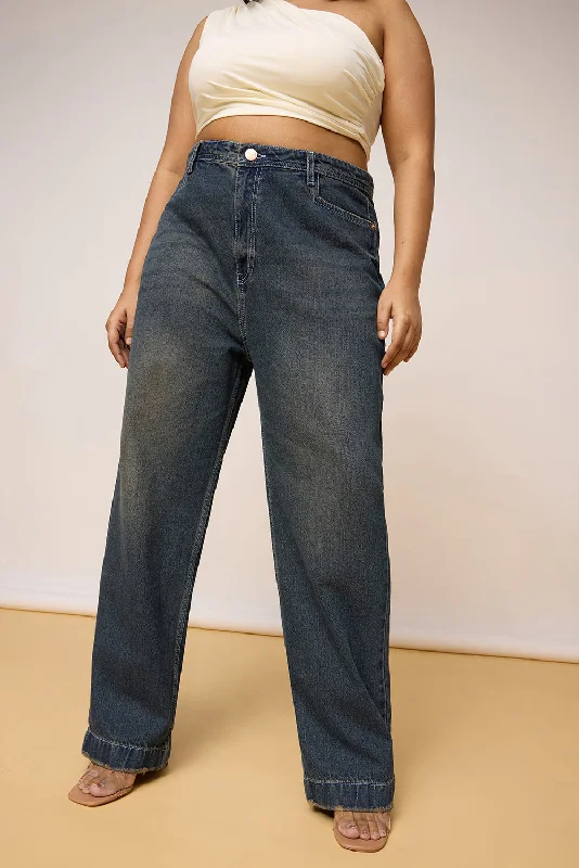 Ultimate Curve Weathered Cobalt Straight Leg Jeans