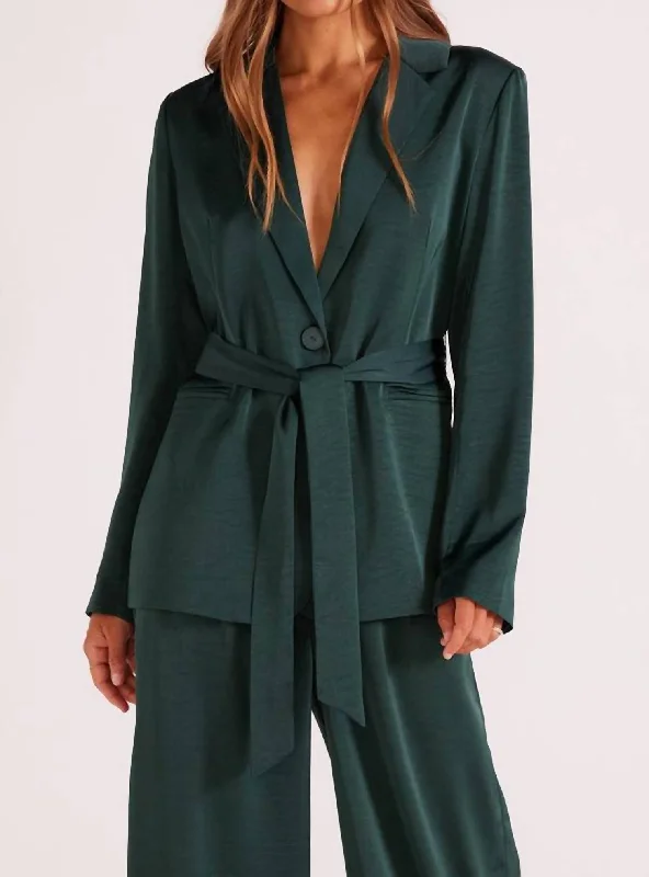 Erin Belted Blazer In Emerald