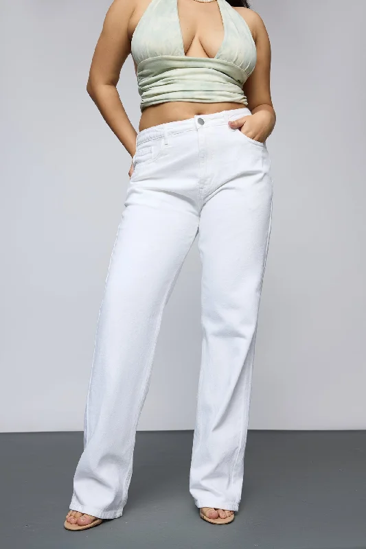 Icy Allure White Curve Tapered Jeans