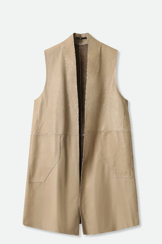 SAFA LONG VEST WITH POCKETS IN ITALIAN LEATHER