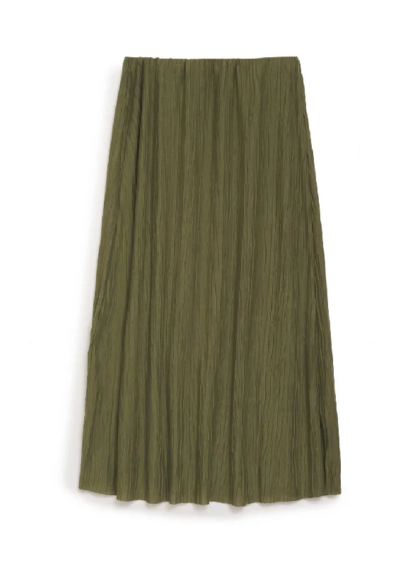 Knit Plisse Midi Skirt in Artichoke