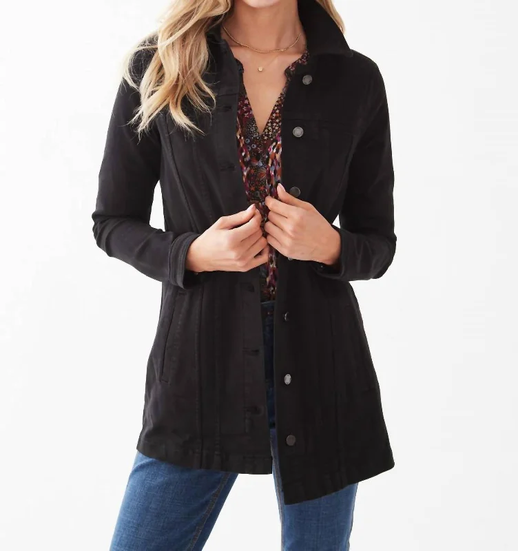 Long Denim Jacket In Black