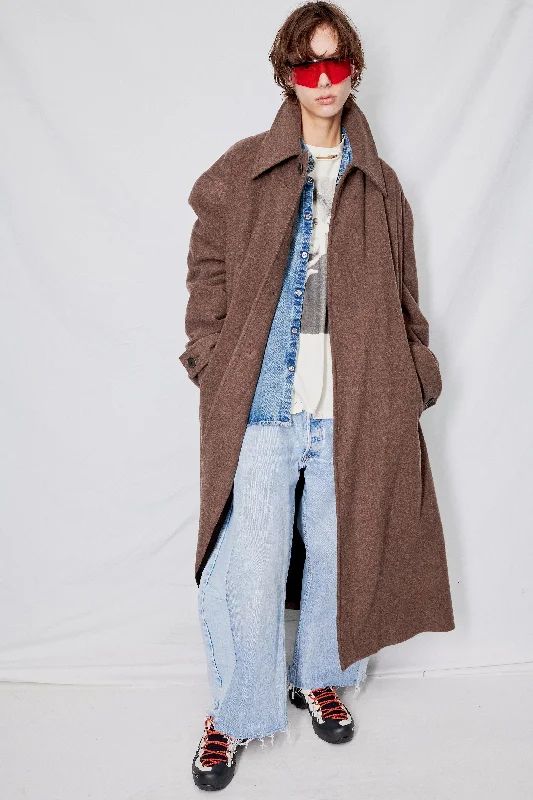 Brown Melange Heavy Wool Overcoat