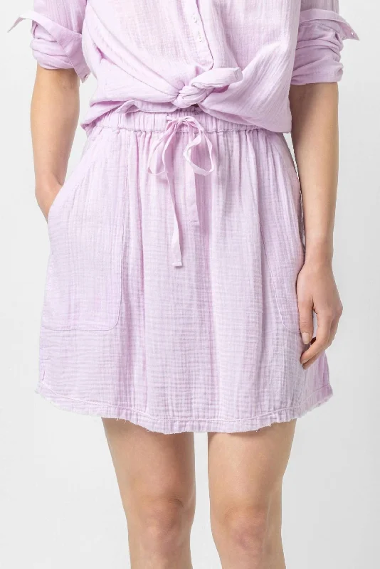 Organic Cotton Gauze Skirt In Lilac