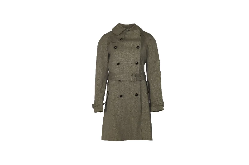 Paul & Joe Gabardine Trench Coat in Grey Cotton