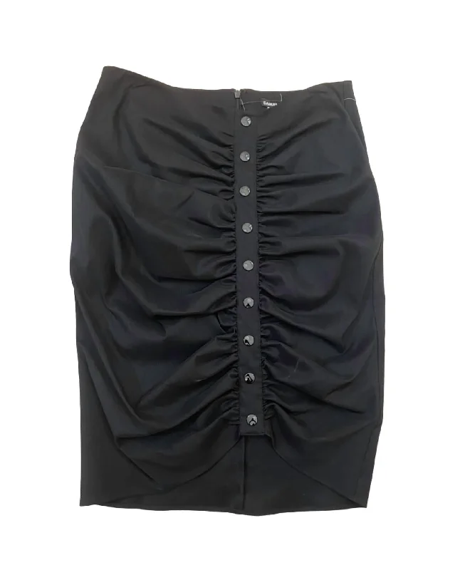 Pencil Skirt With Snaps In Black