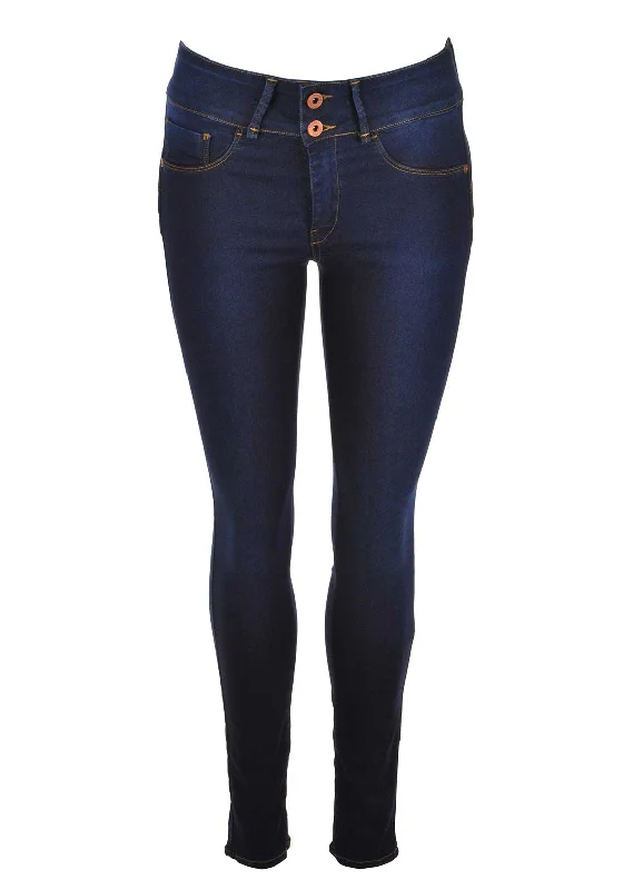 Tiffosi Womens One Size Double Up Skinny Jeans, Dark Blue Denim