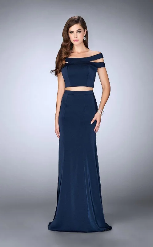 La Femme - 24520 Exquisite Off-Shoulder Jersey Long Evening Gown