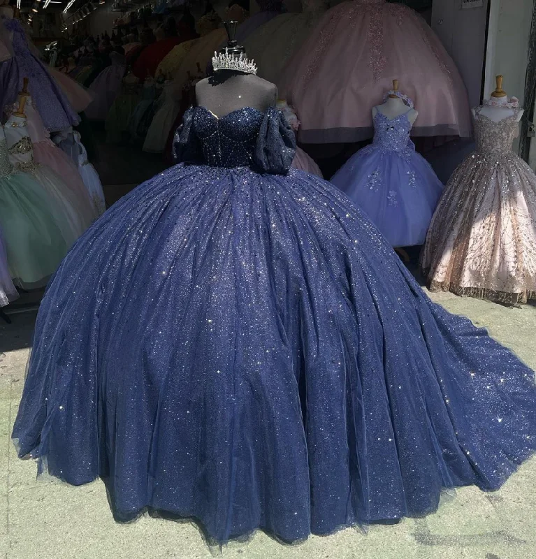 Navy Blue Sweetheart Beading Evening Ball Gown Sweet 15 Quinceanera Dress, DP3006