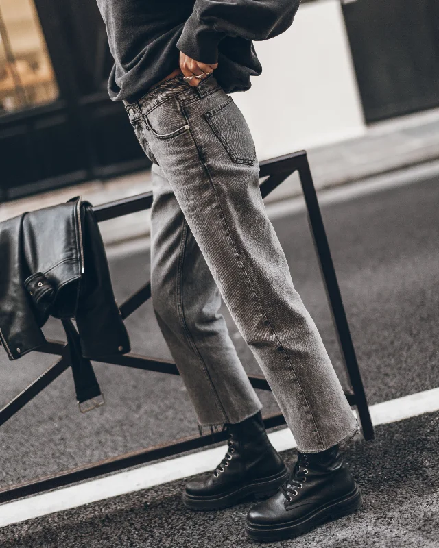 The Grey Cropped Straight Jeans